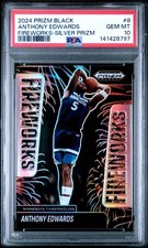 2024-25 Panini Prizm Black Silver Anthony Edwards Fireworks Card #8 PSA 10
