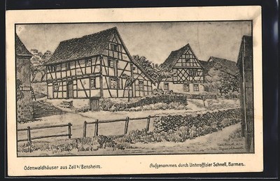 Zell b. Bensheim, Odenwaldhäuser, Ansichtskarte 