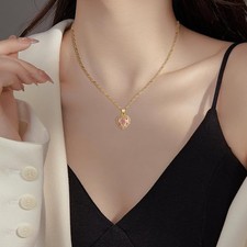 Crystal Love Heart Necklace for Women 14K Gold Plated with Birthstone Charm Pend