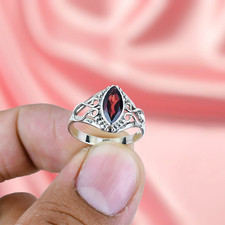 Garnet Gemstone Ring Silver Ring 925 Sterling Silver Ring Women's Jewelry Ring