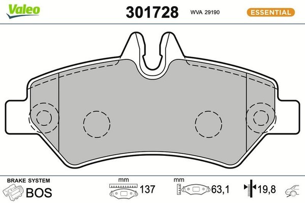 Valeo 301728 Bremsbelagsatz, Scheibenbremse FüR MERCEDES-BENZ Vw-image