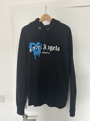 Palm Angels Hoodie Blue Heart Palm Angels St Moritz Heart Sprayed