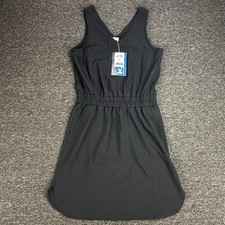 KAVU Ensenada Dress Women XS Black Active Hiking Travel V-Neck Sun Sundress New