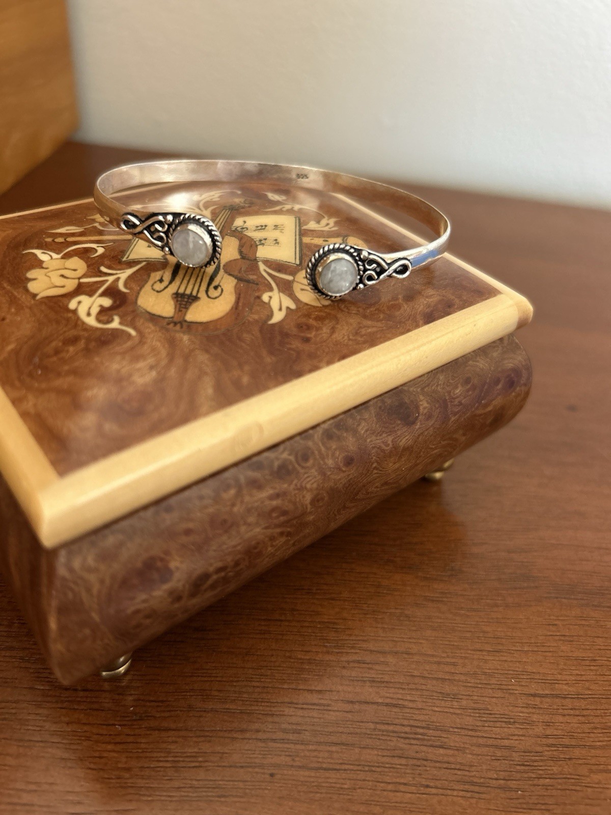 Sterling Silver Adjustable Moonstone Bracelet 8” - image 1