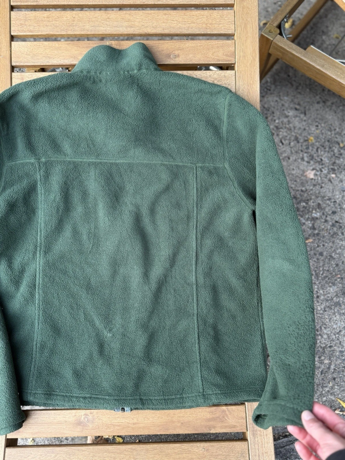 LL Bean Full Zip Fleece Jacket Mens L Forest Green Zip Pockets Outdoor Gorpcore - product detail image 10