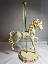 Vintage Carousel Horse Collectible Figurine Ribbons Brass Pole - 5lbs 18in