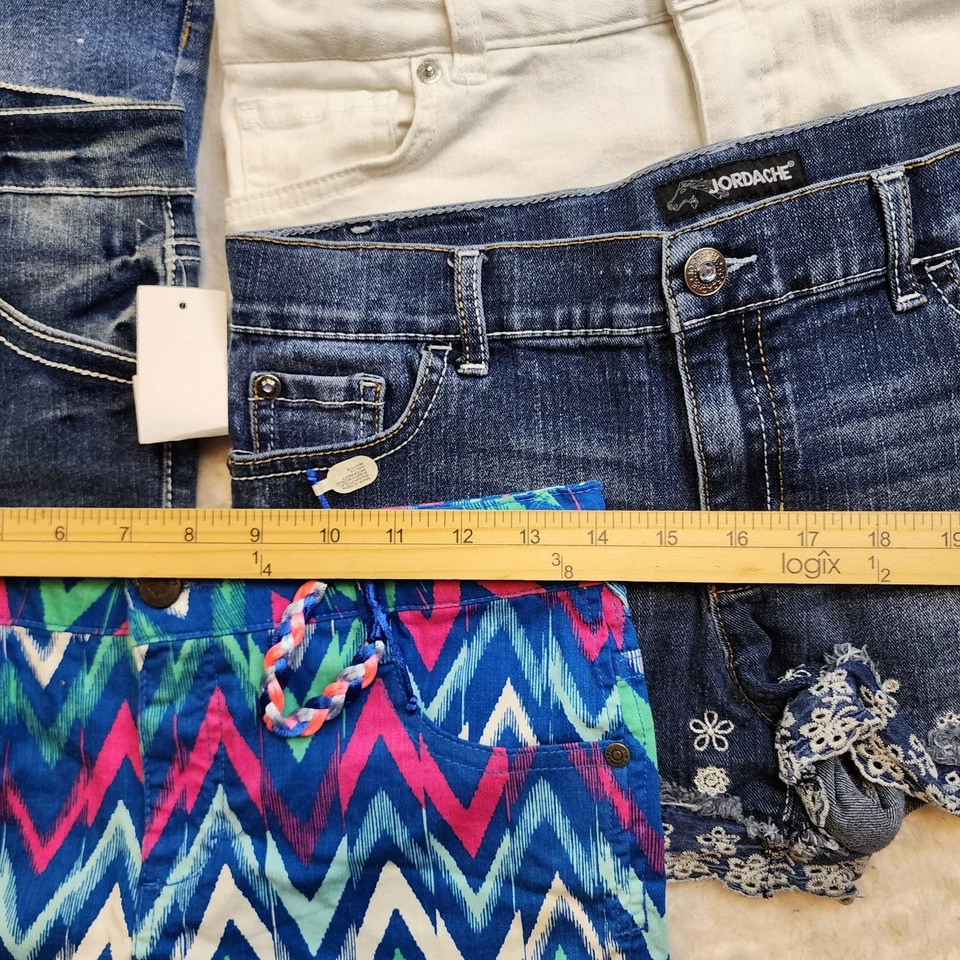 LOTE de 7 piezas Pantalones Cortos Niñas 16 Mezcla Denim Jean Bermudas Chino Verano Informal Azul Foto 2 de 4