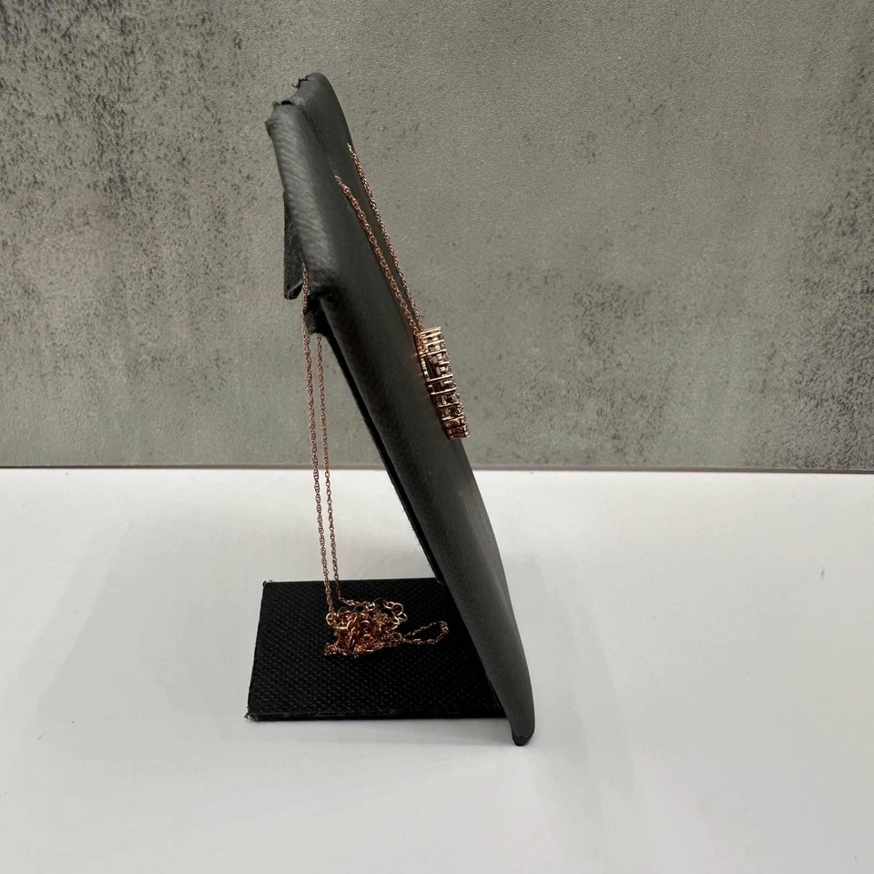 Collar circular de diamantes en oro rosa de 10 kt - 0,50 ctw GH SI, ajustable 18" Foto 3 de 4