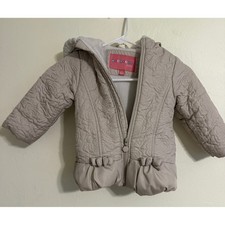 Whippet 2t Quilted Hooded Jacket Beige Bow Detail Size 2T
