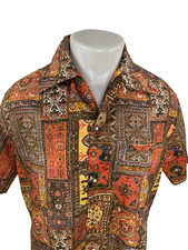 ANDRADE HONOLULU - VINTAGE Geometric Floral Motif Pattern All Over Large Shirt