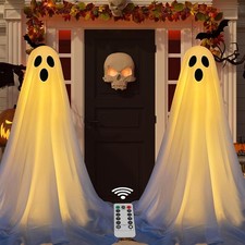 2 Packs Halloween Decorations Outdoor String Lights Spooky Ghost Party Decor