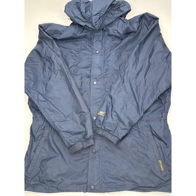 Helly Hansen Mens Packable Rain Jacket Navy Blue Hooded Windbreaker Large XL