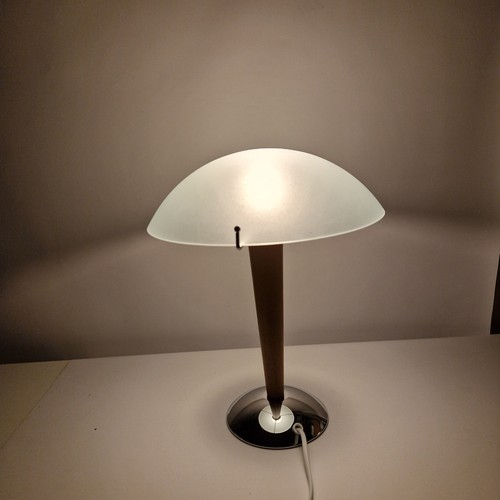 Lampada vintage Ikea KVINTOL legno faggio vetro cromato art deco fungo lampada da tavolo - Foto 10 di 14
