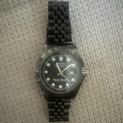Rolex Datejust Herren Automatik Armbanduhr Schwarz Edelstahl Diamant-Indizes