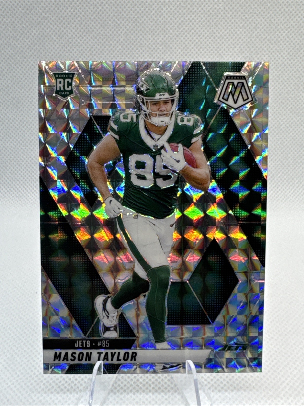 2025 Mosaic Football #324 Mason Taylor RC Silver Mosaic Prizm
