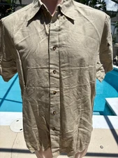 Napapijri Geographic Linen Blend Safari Camp Short Sleeve Shirt Size XL Mens