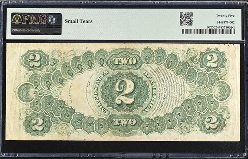 1917 $2 US Legal Tender, Large Size Note Fr. 60 -PMG VF25 - Bracelet Back! Nice! - Image 2 of 2