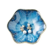 Jewelry Dish Tray, Ring Dish, Ceramic Trinket Tray, Key Bowl, Starry Blue