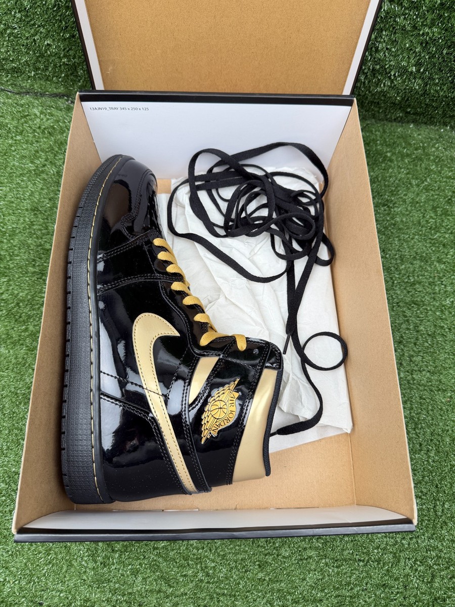 Size 13 - Jordan 1 Patent Black Metallic Gold 2020 | eBay
