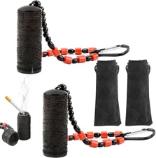 Linkidea 2PK Portable Ashtray Keychain Creative Wooden Pocket Cigarette Holder