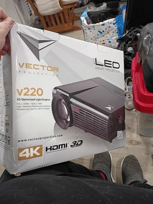 Vector V220 LED Smart Projector 4K HDMI 3D LCD 6500 Lumens Portable