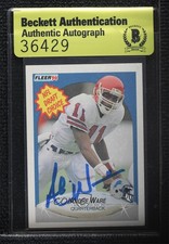 BAS 1990 Fleer Andre Ware #103 Beckett Auth Sticker Auto 3c7