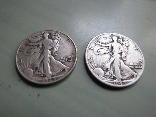 1942-P & 1942-D Liberty Walking Half Dollar Silver 50C Lot of 2 Circulated