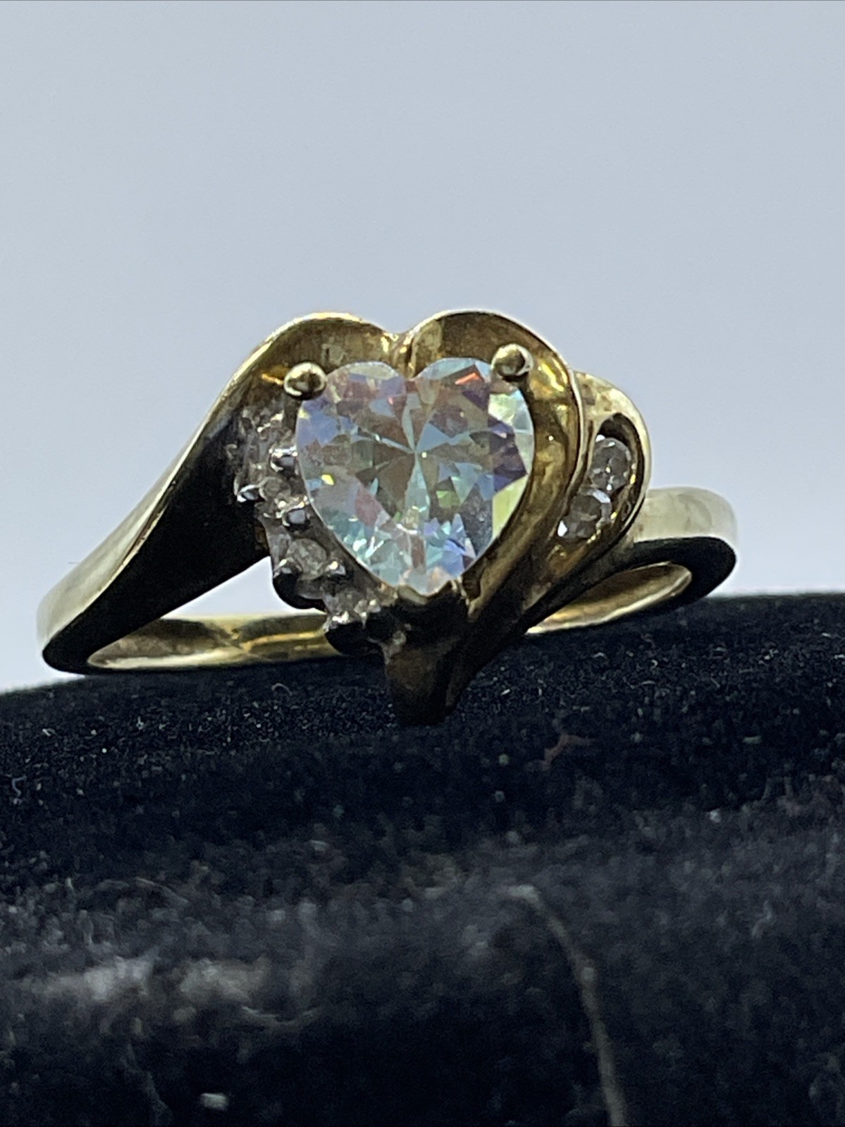 VINTAGE HANDMADE Solid 10K Yellow Ring Mystic CZ … - image 21