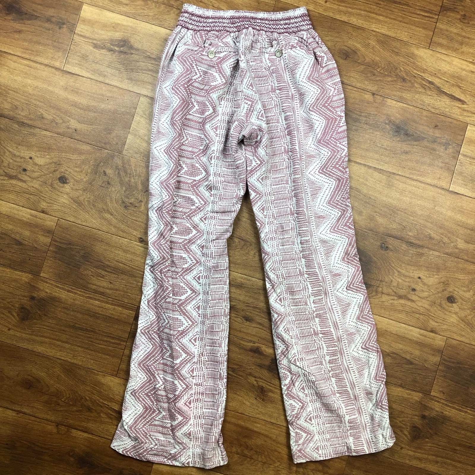 Rewash Sz L Faded Burgundy Casual Wide Leg Pants Stretch Waist *STAINS *READ