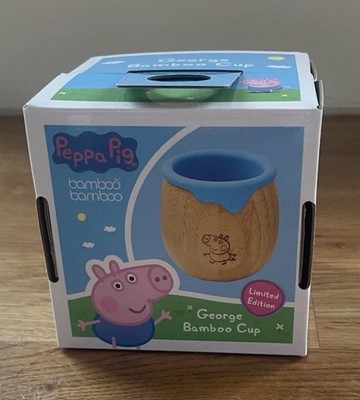 Bambus Bambus Peppa/George Pig Kleinkind Tasse Brandneu Bambus/Silikon Blau