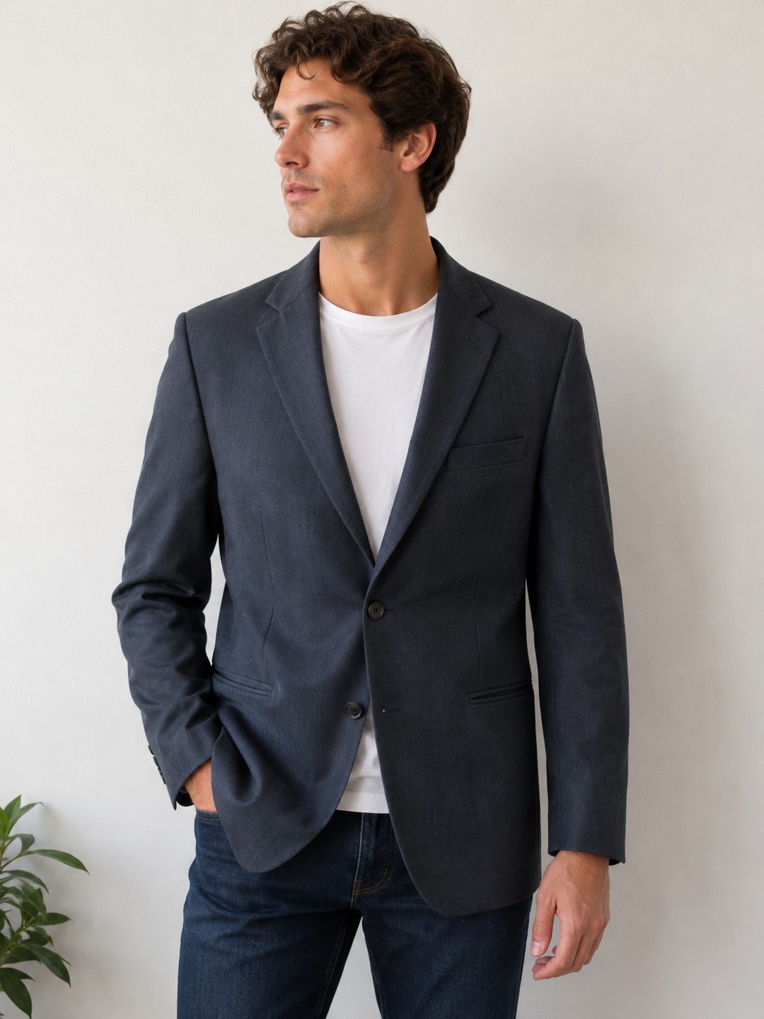 DKNY Men's Charcoal Wool Blend Two Button Sport Coat Blazer 42S Short
