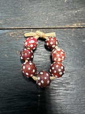 Antique Venetian Skunk Eye Trade Beads: Red African Glass, Set of 7
