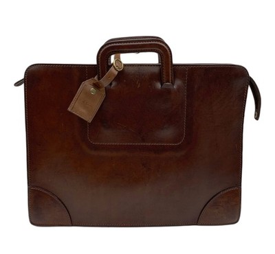 PAUL SMITH Briefcase Brown Leather Men Handbag Vintage look