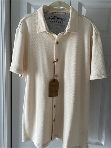 weatherproof vintage cream/yellow color button down shirt size L NWT - Picture 1 of 9