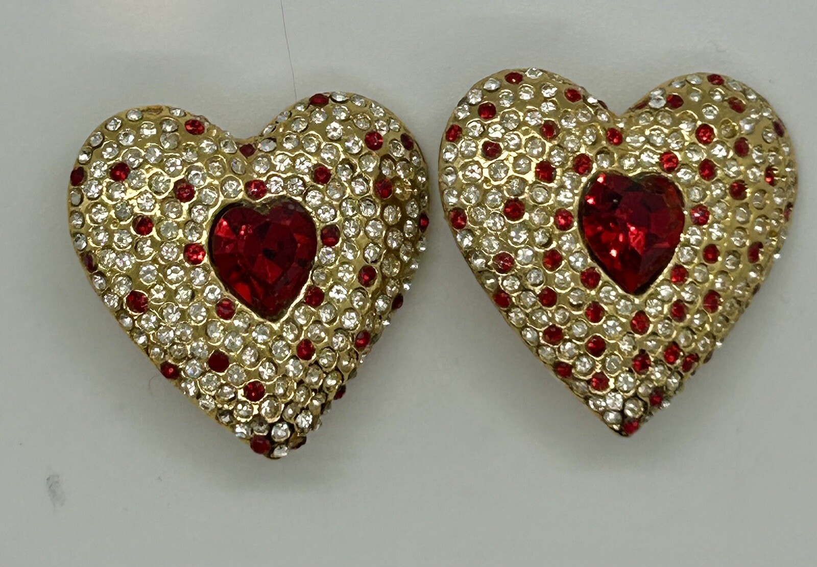 VTG ESCADA Large Ruby & Diamond Rhinestone Heart … - image 1
