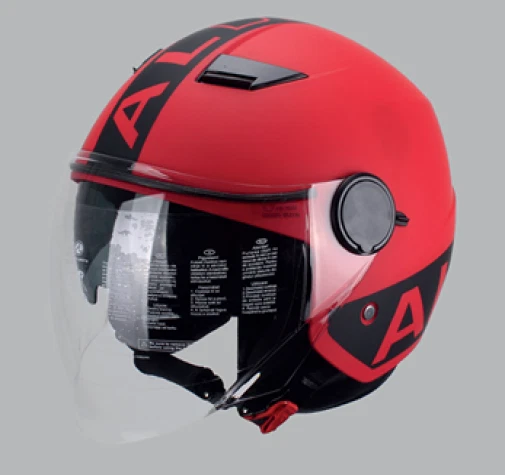 AL HELMETS CASCO ROSSO CON DOPPIA VISIERA PER MOTO SCOOTER