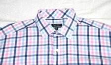 MEN CLUB ROOM COTTON CHECS LONG SLEEVE BUTTON-UP REGULAR FIT SHIRT 18 1/2