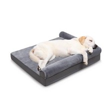 KSIIA Orthopedic Dog Bed Waterproof Dog Beds for Large Dogs Flannel Bolster D...