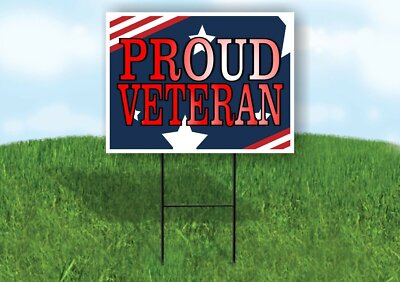 PROUD VETERAN RED LETTERS Yard Sign with Stand LAWN SIGN