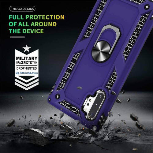 Rugged Military Grade Purple Case For Samsung Galaxy Note 10+ Ring & Kickstand - Picture 4 of 8