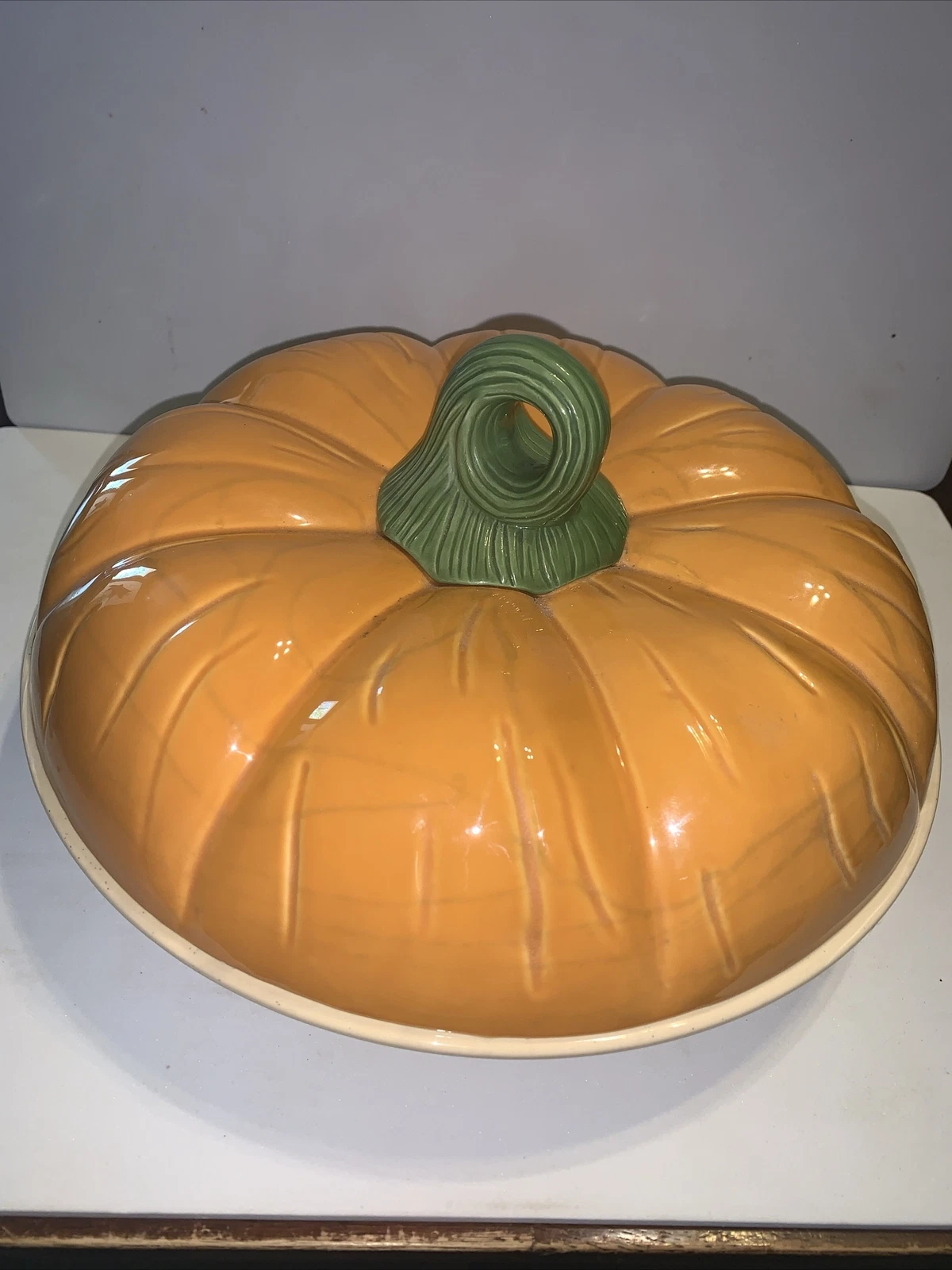 Ceramic Pumpkin Pie Storage/Server Covered Dish Certified International Corp
