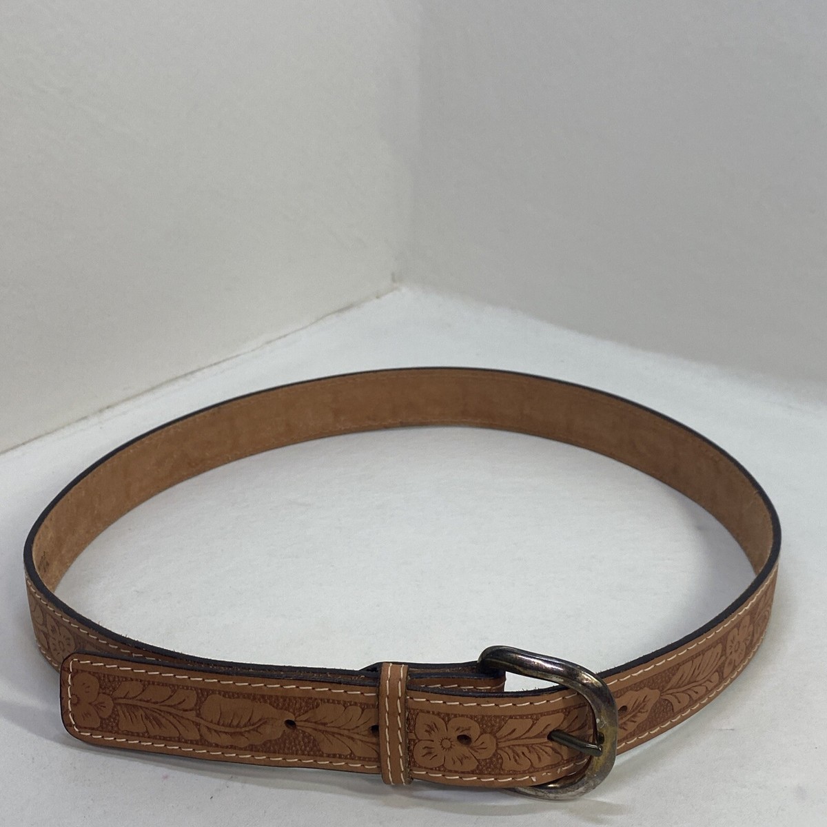 Vintage Leather Belt Texas Western Steerhide Tooled Size 34  display picture 3