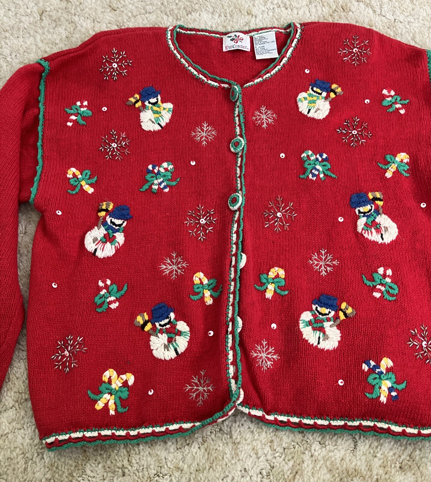 Christmas Nutcracker Sequined Casual Knitted Cardigan main image 0