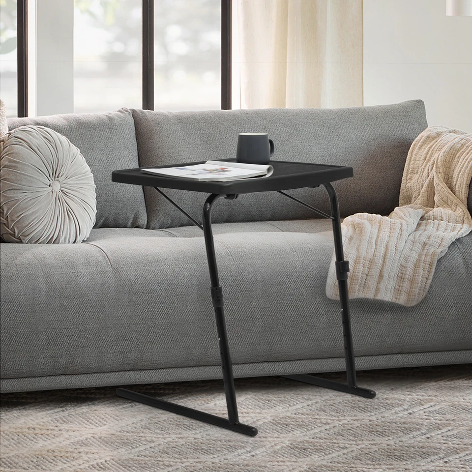 Black Folding Portable TV Tray Laptop Desk Adjustable Sofa Bed Side Dinner Table - Image 4 of 4