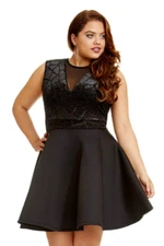 FTF Women's Plus Size Sleeveless Piper Shimmer Velvet Flare Dress Black Size 0