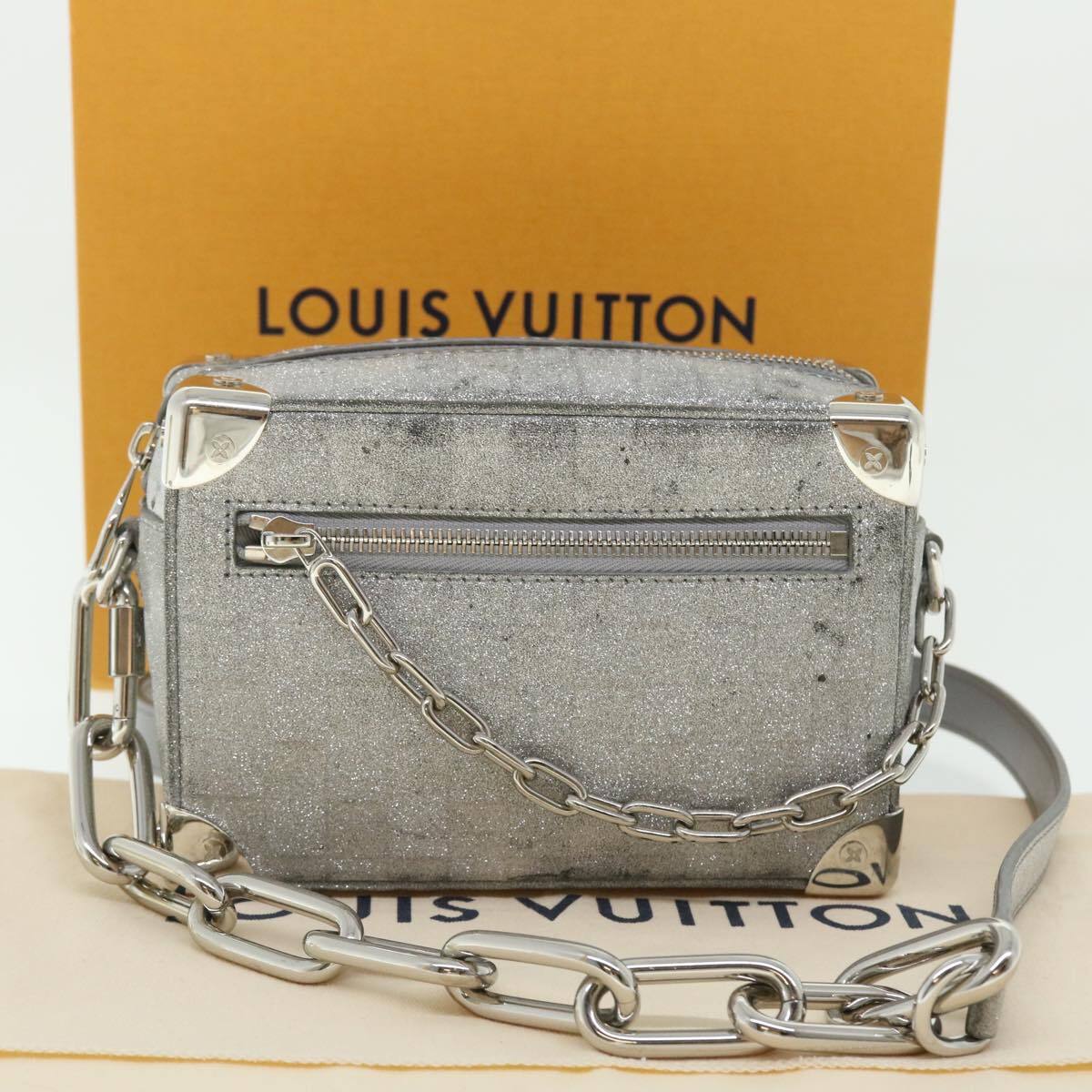 LOUIS VUITTON Damier Glitter Mini Soft Trunk Bag Silver LOUIS VUITTON Damier Glitter Mini Soft Trunk Bag Silver