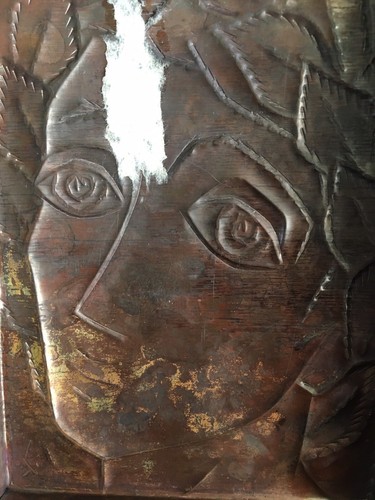 Copper Repoussé Roman Man Wearing a Laurel Wreath Wood Framed 11" x 9" - Picture 4 of 4