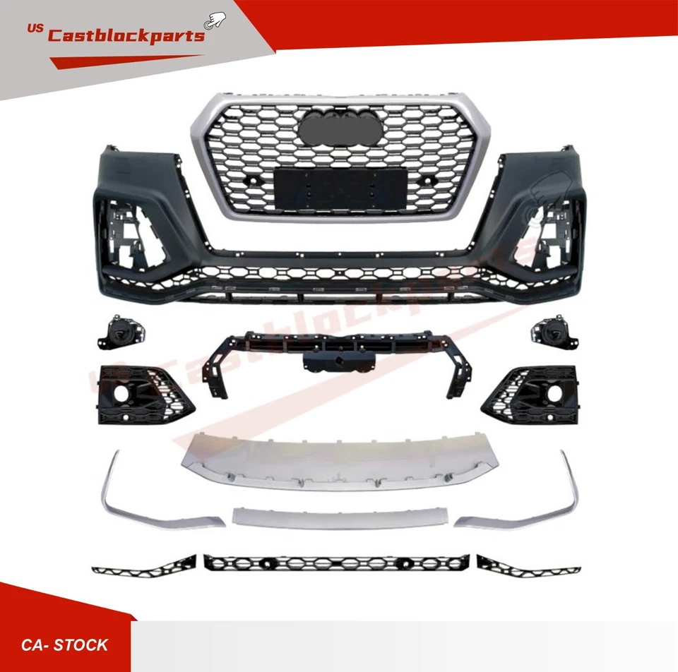 Kit de carrocería de parachoques delantero con rejilla Fit 2018 2019 2020 Audi Q5 actualización a estilo RSQ5 Foto 4 de 4