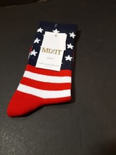 Womens Stars And Stripes Patriotic Crew Socks Size 4-10
