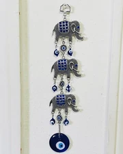Evil Eye Lucky 3 Elephant Style Amulet Protection Wall Hanging Decor Gifts